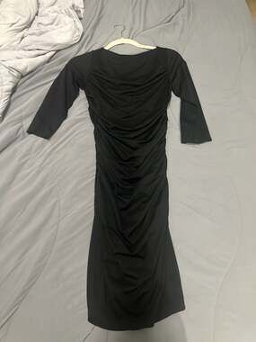 Susana Monaco Black Ruched 3/4 Sleeve Bodycon Dress